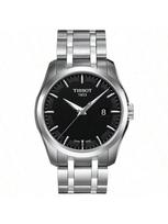 Couturier T035.410.11.031.00 stilingas, elegantiškas vyriškas nerūdijančio plieno kvarcinis laikrodis, 39 mm apvalus baltas ciferblatas su datos rodymu, T035.410.11.051.00 juoda