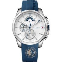 Tommy Hilfiger Decker Baltas ciferblatas Mėlynas silikoninis dirželis Vyriškas kvarcinis laikrodis 1791349 balta