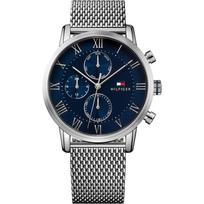 Tommy Hilfiger Kane Mėlynas Nerūdijančio Plieno Tinklelio Apyrankė Vyriškas Kvarcinis Dienos-Datos Laikrodis 1791398 mėlyna
