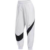 Nike Sportswear Laisvos Vidutinio Juosmens Apsaugos Nuo Saulės Raišteliu Megztos Sportinės Kelnės Moterims Apačia Balta Juoda HM8977-100 S