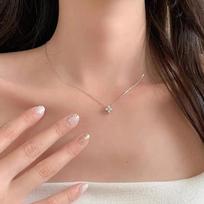 Somilia 925 Silver Super Flash Four 5A Zircon Necklace for Women Simple INS Gold Silver color Clavicle Chain Jewelry 45cm
