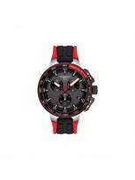 Tissot Racing Series kvarcinis mechanizmas, 100m atsparus vandeniui vyriškas laikrodis, aštrus rėmelis, 44.5mm juodas ciferblatas, nerūdijančio plieno korpusas, T111.417.27.441.00 juoda