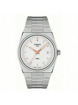 TISSOT PRX Vyriškas kvarcinis laikrodis - Sidabrinis plieninis korpusas, baltas ciferblatas su data, idealiai tinka verslui ir kasdieniam naudojimui, galimybė dovanoti, modelis T137.410.11.031.00 sidabras