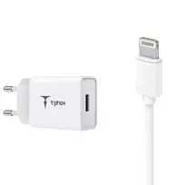 T-Phox MINI-EU travel charger | 12W | USB-A, Lightning | with USB-A to Lightning cable included | white