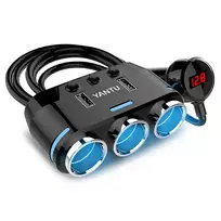 Toptel Car Cigarette Lighter Socket Splitter B39 Type C - 3 sockets + 2xUSB - 2.1A 100W with display and cable