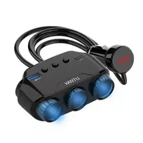 Toptel Car Cigarette Lighter Socket Splitter LM21 – 3 sockets + USB + Type-C – QC 3.0 PD 3A 122W with display and cable