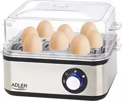 Adler AD 4486 egg cooker, 8 eggs, 800 W, Black Satin steel, Transparent