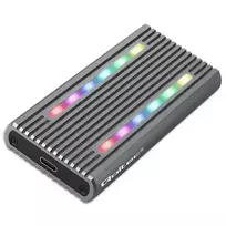 Qoltec Enclosure for M.2 SSD | SATA | NVMe | RGB LED | USB-C | 4TB