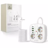 Tech-Protect PCS3X4 power strip, 3 sockets, 2xUSB-A, 2xUSB-C, 200 cm – white