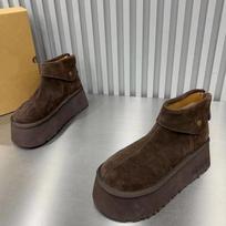 Plokščias platforma Moteriški kulkšnys Sniego batai Medvilniniai batai Gamintojas Žiema 2025 m. tendencija Zomšiniai Kasdieniai Jaukūs Sneaker Pliušiniai Šilti Botas Mujer 36 ruda