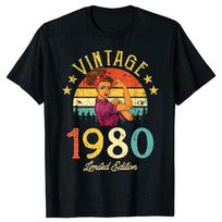 Vintažiniai 1980 m. marškinėliai vyrams, trumparankoviai, medvilniniai T-shirt, nuostabūs gimtadienio, retro, jubiliejiniai marškinėliai, viršus, Harajuku gatvės apranga, T-shirt S