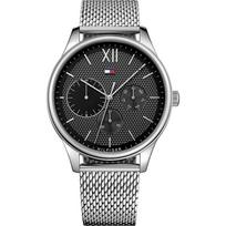 Tommy Hilfiger Damon Vyriškas kvarcinis laikrodis su juodu ciferblatu ir sidabriniu nerūdijančio plieno korpusu 1791415 juoda