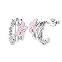 New Silver Star Feather Bee Bow Gem Flower Cherry Blossom Enamel Dragonfly Golden Stud Earrings Hoops Sexy Fashion for Women