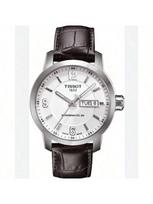 Tissot vyriškas automatinis mechaninis rodyklinis laikrodis su odiniu dirželiu T055.430.16.017.00 balta