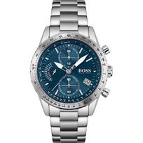 BOSS Pilot Edition Chrono Mėlynas ciferblatas Sidabrinis metalas Vyriškas kvarcinis laikrodis 1513850 mėlyna