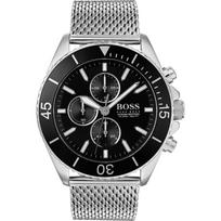 BOSS Ocean Edition Juodo Metalo Sidabrinė Apyrankė Vyriškas Kvarcinis Laikrodis 1513701 juoda