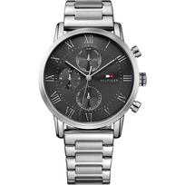 Tommy Hilfiger Kane pilko ciferblato sidabro metalinis vyriškas kvarcinis laikrodis 1791397 pilka