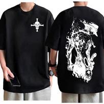 Vienas Gabalas Portgas D Ace Marškinėliai Vyrams Oversize Medvilniniai Anime Grafiniai Marškinėliai Laisvalaikio Streetwear Spausdinimas Minkšti Kvėpuojantys Laisvo Kirpimo Viršus 4XL