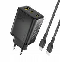 Dudao A29C 65W GaN sieninis įkroviklis + USB-C laidas - juodas