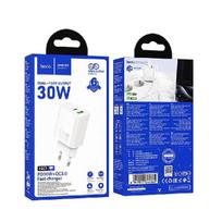 Hoco N63 tinklo įkroviklis Usb-a + Usb-c, 30w, baltas