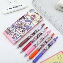 5 vnt. Mielų animacinių Labubu gelinių rašiklių Kawaii rašiklių rinkinys Kawaii greitai džiūstančių rašiklių rinkinys Biuro studentų mokyklos kanceliarinės prekės 5Pcs