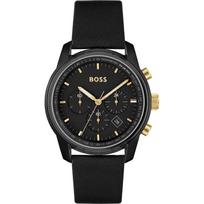 BOSS Trace Juodo Odos Vyriškas Kvarcinis Chronografo Laikrodis 1514003 juoda