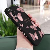 Leecg dėklas, skirtas samsung s24 plus, galaxy s24 plus telefono dėklas su gėlių rašto dizainu, apsauga nuo kritimo, minkštas, itin plonas, atsparus įbrėžimams, mikropluošto pamušalas, s24 plus viršelis, juodas drugelis