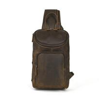 European and American Men's Chest Bag Retro Crazy Horse Leather Single Shoulder Backpack Breathable Large Capacity Crossbody Bag ruda