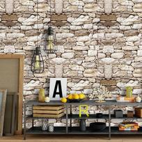 3D Vintage Brick Peel and Stick Wallpaper Self-Adhesive PVC Wall Sticker, Removable Waterproof 3D Embossed Brick Wall Decal for Living Room Dorm Photo 0.45*5m