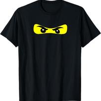 Unisex-Suaugusiems Ninja Akių Spaudinio Helovino Marškinėliai, Juodi, Maži, Trumpomis Rankovėmis, Klasikinio Kirpimo, Apvalia Kaklo Iškirpte, Užtempiami S juoda