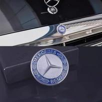 Mercedes Benz 3 kaiščiai ABS automobilio emblema Priekinės viršutinės grotelės Variklio dangčio kraštas Ženklelis ant variklio dangčio Mercedes Benz Naujajai E/S klasei Žvaigždė Kviečiai black base 38mm white