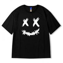 Little Devil Ghost Face marškinėliai trumpomis rankovėmis Vyriški mados prekės ženklo Trend BF stiliaus pusrankovėmis plius dydžio vyriški laisvi pusrankoviai porai M balta