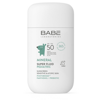 BABE SUPER FLUID SPF50, MINERAL PEDIATRIC, apsauginė mineralinė veido emulsija, kūdikiams ir vaikams, 50ml