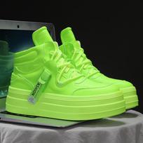 ins Hip Hop Aukštakulniai Odiniai Batai Studentiški Aukštu Padu Laisvalaikio Harajuku Sportiniai Riedlenčių Batai Fluorescenciniai Žali Gatvės Šokio Batai 39 balta