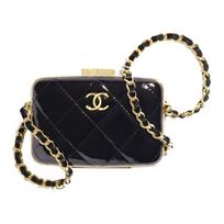 Chanel Metalinė grandinėlė Avikailio rankinė Kosmetinė Messenger tipo krepšys Mažas moteriškas Juodas Basic+Dust Bag juoda