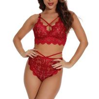 Sexy Lingerie 2-piece Set for Women Bra Panties Lace Transparent Underwear S juoda