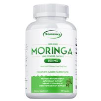 Moringos lapų miltelių kapsulės - 100 % grynos, 500 mg, Malšina uždegimą, Gerina virškinimo funkciją, 120 vegetariškų kapsulių 120