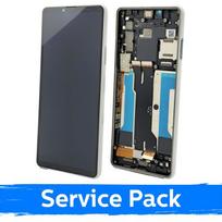 LCD ekranas skirtas Sony Xperia 10 III baltas su rėmeliu (Service Pack)