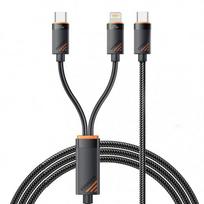 USB Laidas Essager Triple 3in1 juodas Type-C / Type-C / Lightning 120cm