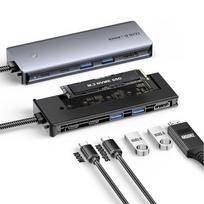 Adapteris Essager 6 in 1 pilkas (In: Type-C)