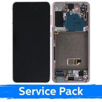 LCD ekranas skirtas Samsung G991 S21 su rėmeliu / Phantom Pink / (Service Pack)