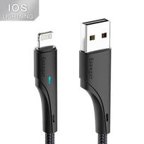 USB laidas Essager Rous juodas Lightning 100cm su LED indikatoriumi