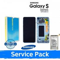 LCD ekranas suderinamas su Samsung G975 S10 Plus su rėmeliu / Prism Blue / (Service Pack) + SU BATERIJA