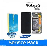 LCD ekranas skirtas Samsung G973 S10 su rėmu / Prism Black / (Service Pack) +SU BATERIJA