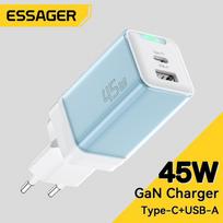 Įkroviklis Essager Zhiqi GaN Šviesiai mėlynas 45W (PD / QC3.0)