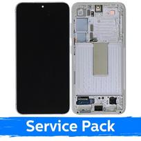 LCD ekranas skirtas Samsung S911 S23 su rėmeliu / Cream / (Service Pack)
