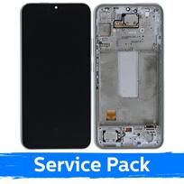 LCD ekranas skirtas Samsung A346 A34 5G su rėmeliu / sidabrinis / (Service Pack)