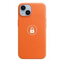 Telefono dėklas Leather Case v2, skirtas iPhone 14, oranžinis, pakuotėje