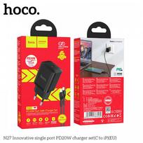 Įkroviklis Hoco N27 juodas (PD20W) + Type-C / Lightning 100cm laidas
