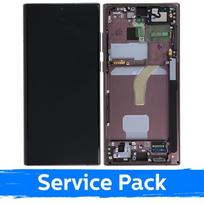 LCD ekranas skirtas Samsung S908 S22 Ultra su rėmeliu / Burgundy / (Service Pack)
